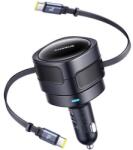 Baseus Enjoyment Max autós töltő USB-C+USB-C kábelekkel 60W Fekete (C00035507121-01) - jatekotthon