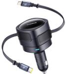 Baseus Enjoyment Max autós töltő USB-C + villámkábelekkel 60W Fekete (C00035507121-00) - jatekotthon