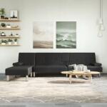 vidaXL L alakú kanapéágy fekete 255x140x70 cm műbőr Fekete 3157265 (3157265)