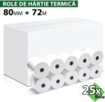 ROLTECH Rola hartie termica ROLTECH, 80mm x 72m, tub 12mm, 48g, 25 role/cutie