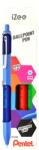 Pentel iZee golyóstoll, 0.7 mm, Mechanikával, 4 szín/készlet, Kék, Piros, Fekete, Zöld (PEBX4674)