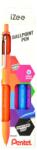 Pentel iZee golyóstoll, 0.7 mm, Mechanikával, 4 szín/készlet, Kék, Rózsaszín, Lila, Narancssárga (PEBX4674COL)
