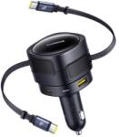 Baseus Enjoyment Max autós töltő USB-C+USB-C kábelekkel és USB-A+USB-C portokkal 90W Fekete (C00035507121-03) - kontaktor