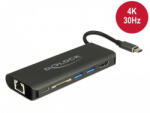 Delock USB Type-C 3.1 dokkoló állomás HDMI 4K 30 Hz, Gigabit LAN és USB PD funkció (DL-87721)