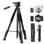 K&F Concept 75" Lightweight Tripod, Camera Compact Tripod with Remote and 2-in-1 Phone Holder (KF09.126)