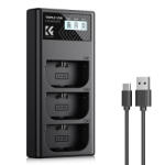 K&F Concept Canon LP-E6NH 3-pack Camera Charger with LCD Display/With Micro USB and Type-C cable (KF28.0062)