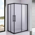 STUXI Nizza Black 120x80 cm aszimmetrikus két tolóajtós zuhanykabin 6 mm vízlepergető biztonsági üveggel, fekete elemekkel, 190 cm magas, zuhanytálcával és szifonnal (TL-6212B-12080-MAU-MODS120-D-01)