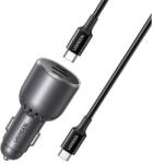 UGREEN EC705 autós töltő, USB + 2x USB-C, 130W + 1m 5A kábel (55511) - wincity