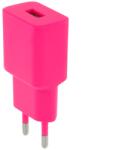 Setty töltő - USB-s, hotpink hálózati töltő fej, 2, 4 A - graffistore