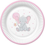 Pol-Mak Baby elefánt Pink Balloon papírtányér 8 db-os 22, 7 cm PKK046900 (PKK046900)