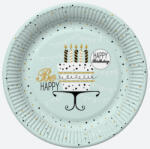 Pol-Mak Happy Birthday Mint papírtányér 8 db-os 22, 7 cm PKK742698 (PKK742698)