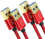 JSAUX USB 3.0 hosszabbító kábel szett, 1m és 2m, fonott nylon, 2db
