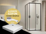 H2O Zuhanykabin, H2O Comfort C szögletes zuhanykabin Nero C tálcával, fekete 90x90