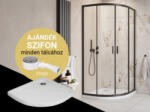 H2O Zuhanykabin, H2O Comfort A íves zuhanykabin Nero A Slim tálcával, fekete 90x90 - mozaikkeramia