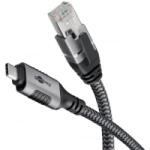 Goobay Ethernet kábel USB-C 3.2 Gen1 hím > RJ-45 hím, LAN adapter (fekete/ezüst, 2 méter) (70698) (70698)