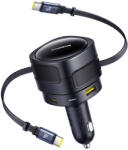 Baseus Enjoyment Max autós töltő USB-C+USB-C kábelekkel és USB-A+USB-C portokkal 90W Fekete (C00035507121-03) - scom