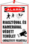  Információs tábla, 35x25 cm, Riasztóval és kamerával védett terület (LUIN037) - officemarket