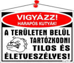  Információs tábla, 35x25 cm, Vigyázz harapós kutyák! (LUIN038) - officemarket