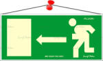  Információs tábla, 25x11, 5 cm, fluoreszkáló, utánvilágítós, Menekülési irány balra (LUIN058) - officemarket