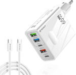 Techsuit Incarcator de retea PentaXPower CHC1 GaN 2x USB-C + 3x USB-A 65W Alb (KF2347658) - vexio