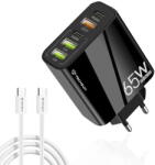 Techsuit Incarcator de retea PentaXPower CHC2 GaN 2xUSB-C + 3x USB-A 65W Negru (KF2347663) - pcone