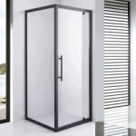 STUXI Torino Black 100x100 szögletes nyílóajtós zuhanykabin 6 mm vízlepergető biztonsági üveggel, fekete elemekkel, 200 cm magas (TL-6308B-100-TL6301B-100)