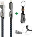 4smarts ComboCord USB-C / USB-C / USB-A töltő és adatkábel, 240W, 1, 5m, kulcstartó kábellel, szürke (4S541456)