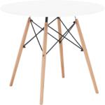 TEMPO KONDELA Étkezőasztal, fehér/bükk, átmérő 90 cm, GAMIN 2 NEW 90 - sprintbutor