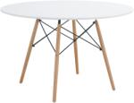 TEMPO KONDELA Étkezőasztal, fehér/matt/bükk, átmérő 120 cm, DEMIN NEW - sprintbutor