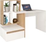 TEMPO KONDELA Számítógépasztal, fehér/sonoma tölgy, EROSS NEW - sprintbutor