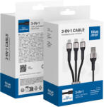 Blue Star fonott kábel 2, 4A 3in1 USB A to Lightning / Micro USB / Type C TFK-DC-010 1, 2 m fekete