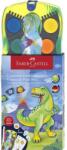 Faber-Castell Vízfesték, 12 darabos, összeilleszthető, FABER-CASTELL "Dinoszaurusz"+1 tubus fehér tempera + dinoszaurusz matrica (TFC125036)