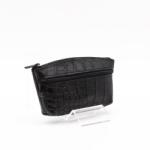 Amnisu fekete krokkómintás kettő cipzáras bőr kulcstartó b8008