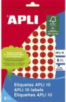 APLI Etikett, 10 mm kör, kézzel írható, színes, APLI, piros, 1008 etikett/csomag - officeland