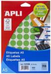 APLI Etikett, 19 mm kör, színes, A5 hordozón, APLI, zöld, 560 etikett/csomag