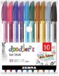 Zebra Zseléstoll készlet, 0, 33 mm, kupakos, ZEBRA Doodler`z Glitter, 10 csillogó vegyes szín