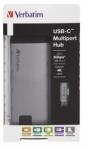 Verbatim USB elosztó-HUB és ethernet átalakító, SD kártya olvasó, 4 port, USB 3.0, USB-C, HDMI, VERBATIM