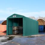 TOOLPORT Ponyva csarnok, 4x8m, PVC ponyva, sötét zöld, statikai megerősítéssel (föld alap) Ponyva raktár - (49649)