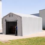 TOOLPORT Ponyva csarnok, 4x8m, PVC ponyva, szürke, statikai megerősítés nélkül Ponyva raktár - (79871)