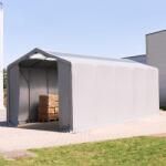 TOOLPORT Ponyva csarnok, 4x12m, PVC ponyva, szürke, statikai megerősítéssel (föld alap) Ponyva raktár - (94317)