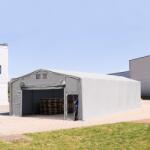TOOLPORT Ponyva csarnok, 8x12m, PVC ponyva, szürke, statikai megerősítéssel (föld alap) Ponyva raktár - (93922)