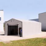 TOOLPORT Ponyva csarnok, 6x10m, PVC ponyva, szürke, statikai megerősítéssel (föld alap) Ponyva raktár - (93879)