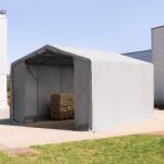 TOOLPORT Ponyva csarnok, 6x6m, PVC ponyva, szürke, statikai megerősítéssel (föld alap) Ponyva raktár - (93872)