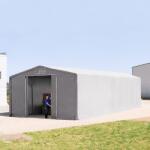TOOLPORT Ponyva csarnok, 8x16m, PRIMEtex-ponyva, szürke, statikai megerősítés nélkül Ponyva raktár - (80027)