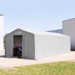 TOOLPORT Ponyva csarnok, 6x12m, PVC ponyva, szürke, statikai megerősítés nélkül Ponyva raktár - (79913)