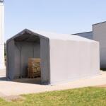 TOOLPORT Ponyva csarnok, 4x8m, PVC ponyva, szürke, statikai megerősítés nélkül Ponyva raktár - (79870)