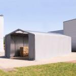 TOOLPORT Ponyva csarnok, 6x12m, PVC ponyva, szürke, statikai megerősítés nélkül Ponyva raktár - (79914)