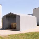 TOOLPORT Ponyva csarnok, 6x8m, PVC ponyva, szürke, statikai megerősítéssel (beton alap) Ponyva raktár - (94109)