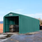 TOOLPORT Ponyva csarnok, 4x16m, PRIMEtex-ponyva, sötét zöld, statikai megerősítés nélkül Ponyva raktár - (49498)