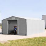 TOOLPORT Ponyva csarnok, 8x10m, PVC ponyva, szürke, statikai megerősítéssel (föld alap) Ponyva raktár - (93941)